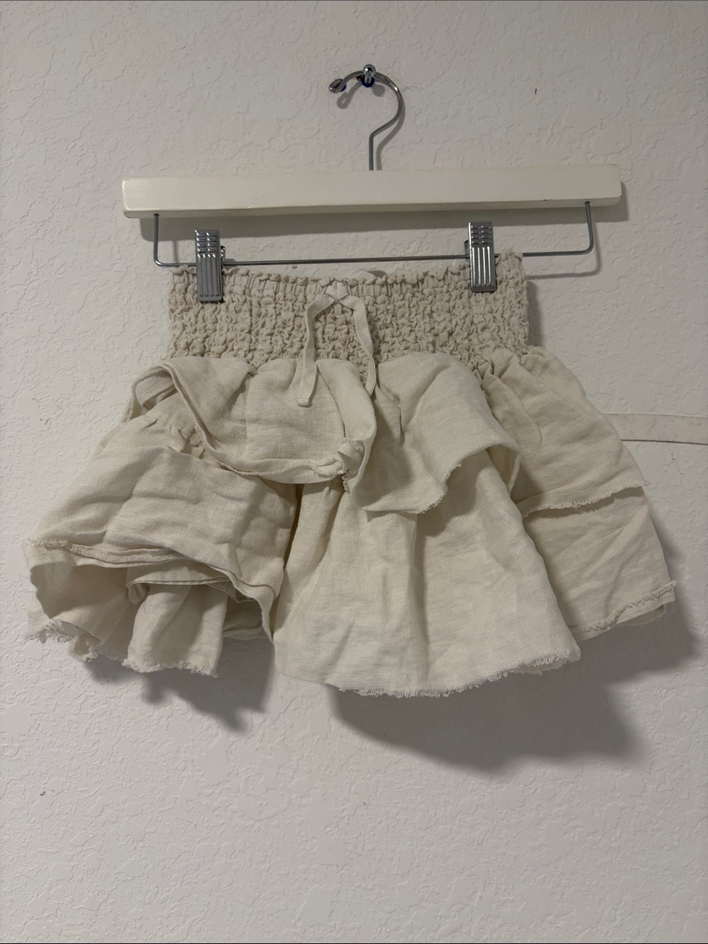 Zara Cream Ruffle Skort with Smocked Waist